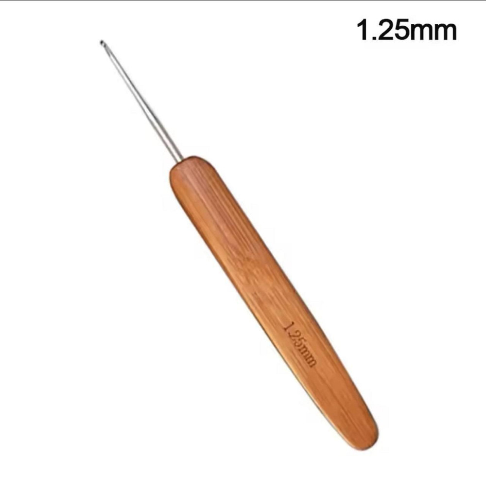 Гачок для в'язання 1,25 мм з плоскою бамбуковою ручкою Київ - фото 1