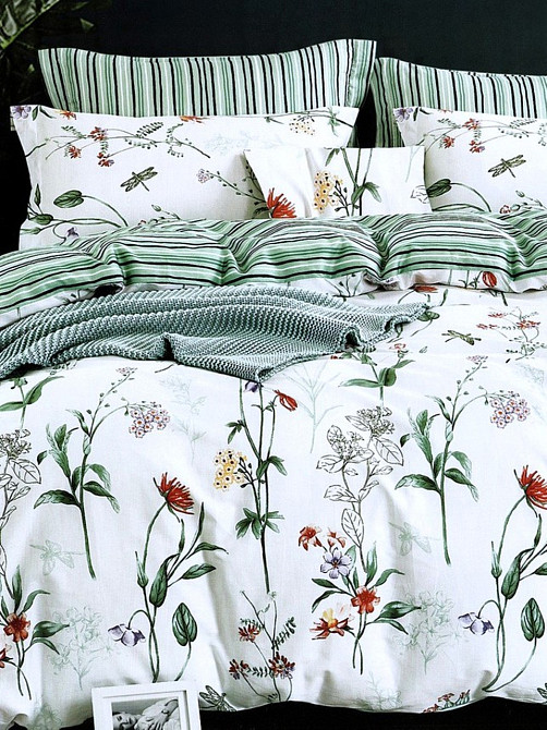 Ecotton Комплект постільної білизни Ecotton двоспальний 180х215 см сатин білий Квіти (рис. 2430 Коломия - фото 1