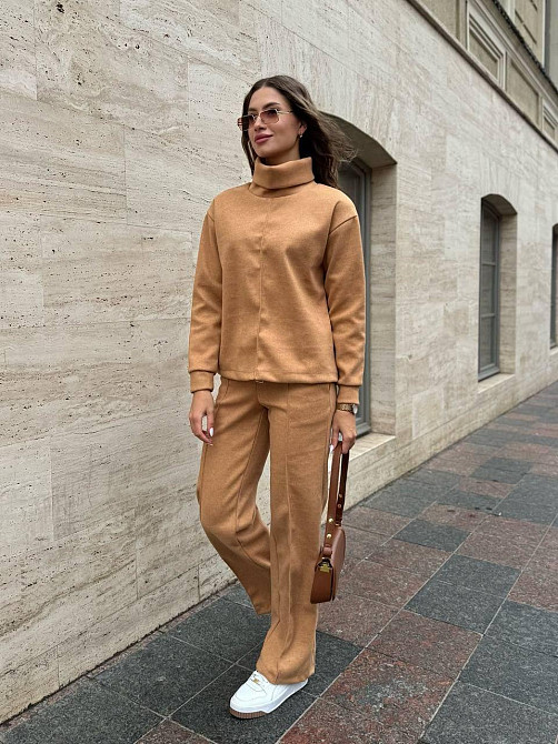 Женский стильный костюм двойка Ангора-кашемир Горчица, 42/44 Одесса - изображение 1