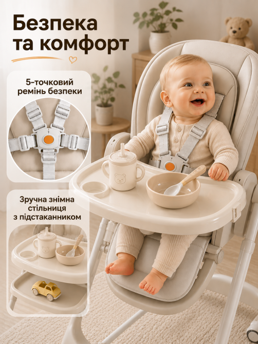 Детский стульчик для кормления 3в1 стул с регулируемой спинкой и столешницей детский укачивающий центр шезлонг Киев - изображение 13