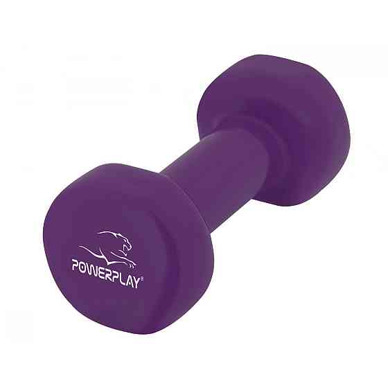 Гантель вінілова для занять фітнесом аеробікою PowerPlay 4125 Achilles 2.5 кг фіолетова 1 шт Київ