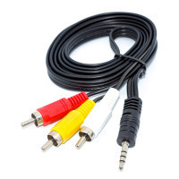 Шнур аудио- видео штекер 3,5мм 4C - 3штекер RCA, чёрный, 1,2 метра Полтава - изображение 1