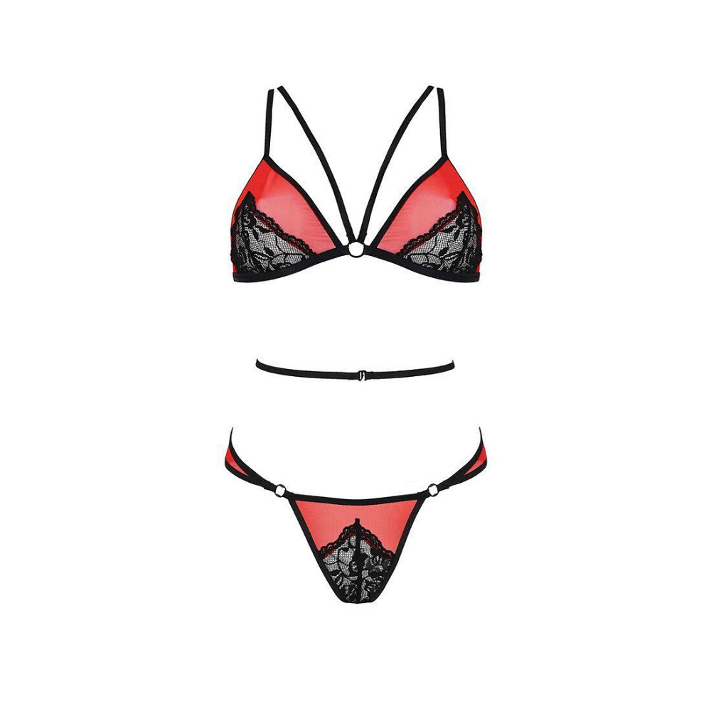 Комплект білизни Passion PEONIA SET L/XL red, бра, трусики Sex Aura Київ - фото 3