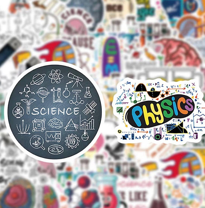 Набор наклеек Наука 50 шт, виниловые стикеры Science для ноутбука, телефона, планшета, водостойкие наклейки для детей и подростков Киев - изображение 4