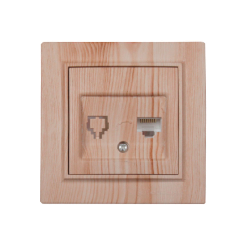 Розетка компьютерная 1x8P8C, Enzo белое дерево Днепр - изображение 1