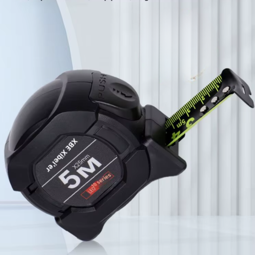 Рулетка будівельна вимірювальна 5м, з метричною світловою шкалою з автоматичним замком, протиударна чорна Кам'янець-Подільський - фото 5