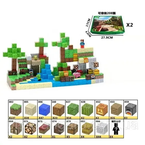 Магнітний конструктор майнкрафт 375 магнітних блоков річка в лісу Dream World LZCK 034 Хмельницький