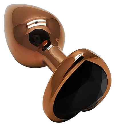 Анальная пробка с кристаллом EGZO - Dark Gold Heart Plug Black, size S Sex Aura Киев