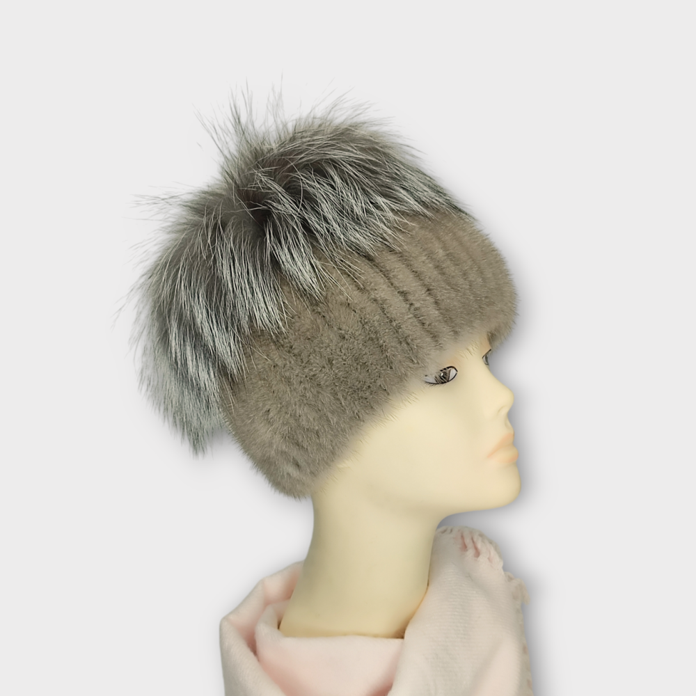 Норковая женская шапка кубанка Джесика Бежевый Харьков - изображение 4