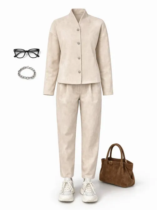 Жіночий костюм із замшу на дайвінгу чорний та світлий беж Одеса - фото 11