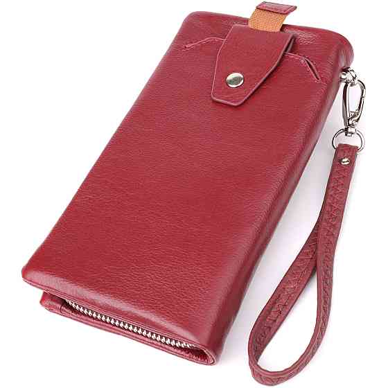 Шкіряний жіночий гаманець-клатч із відділенням під телефон ST Leather 23102 Бордовий Київ