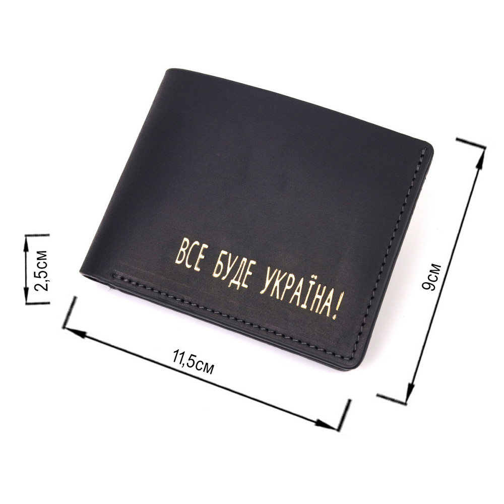 Надійне шкіряне портмоне з вінтажної шкіри в два складення Україна GRANDE PELLE 16735 Чорний Київ - фото 3