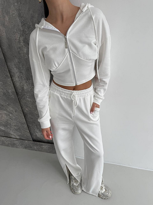 Женский повседневный костюм двойка турецкая петля Молочный, 46/48 Одесса - изображение 4