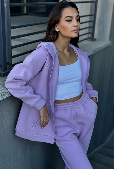 Зип худи женское оверсайз Сиреневый 46/48 Харьков - изображение 1