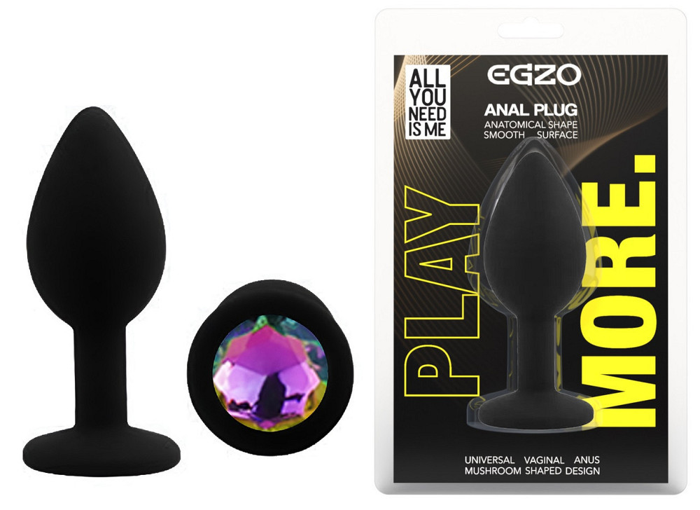 Силіконова анальна пробка EGZO - Silicone Black Round Plug Rainbow, size S Sex Aura Київ - фото 1