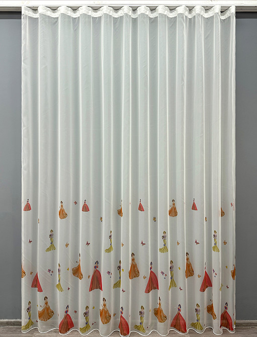 Тюль шифоновая с принтом цвет молочный с разноцветным 1936т Киев - изображение 6