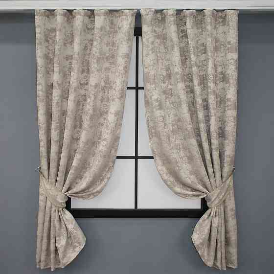 Комплект коротких штор VR-Textil Жаккард Sultan YL № 1206ш Серо-бежевый 130х170 см 2 шт (35-0089) Киев