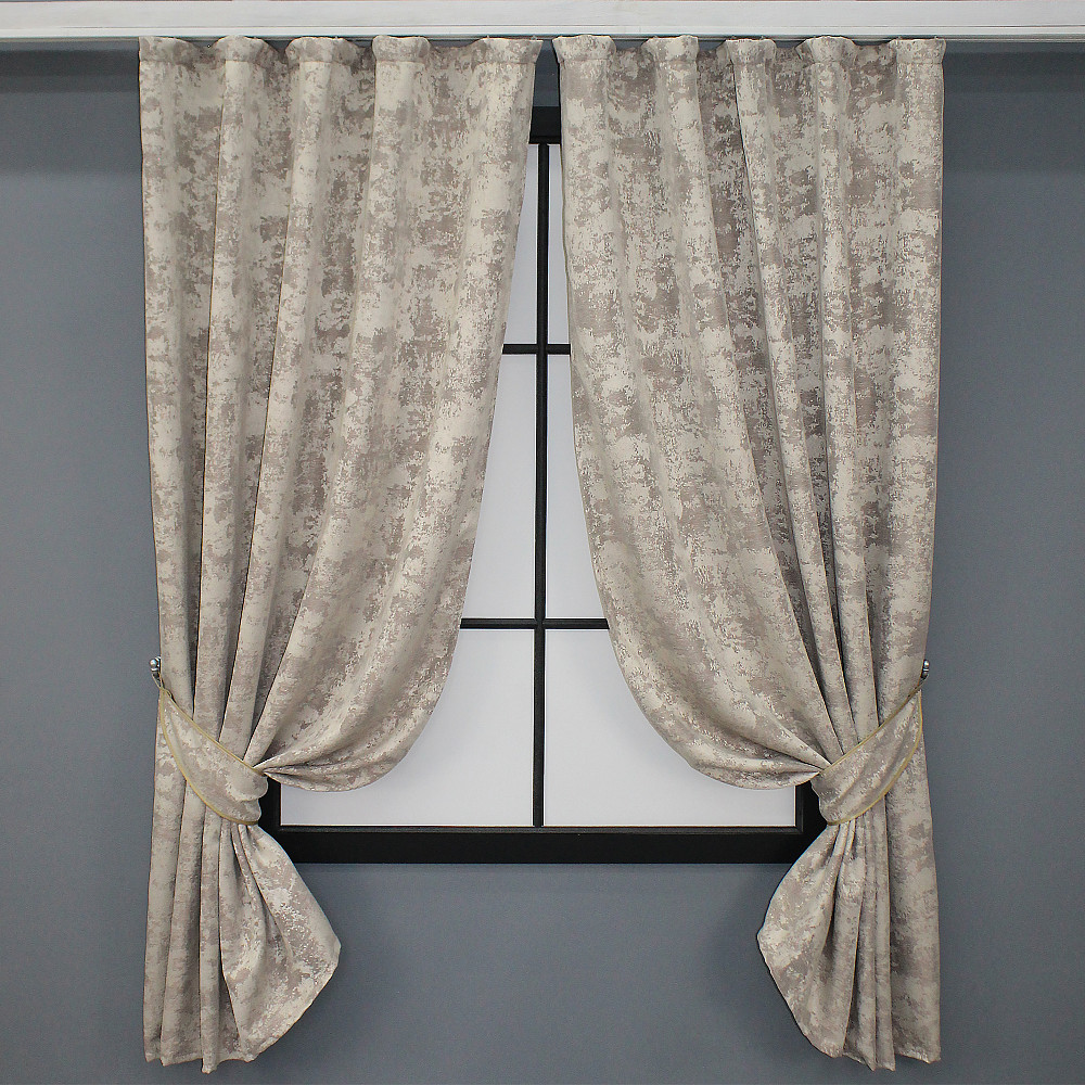 Комплект коротких штор VR-Textil Жаккард Sultan YL № 1206ш Серо-бежевый 130х170 см 2 шт (35-0089) Киев - изображение 1