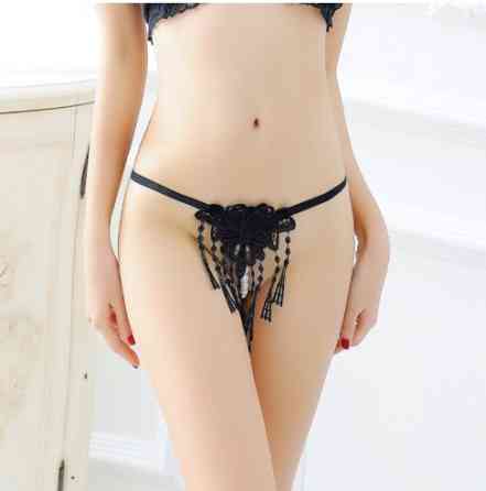 Еротичні стрінги з бусинками чорні - розмір універсальний (на резинці), 15% нейлон, 85% поліестер Київ