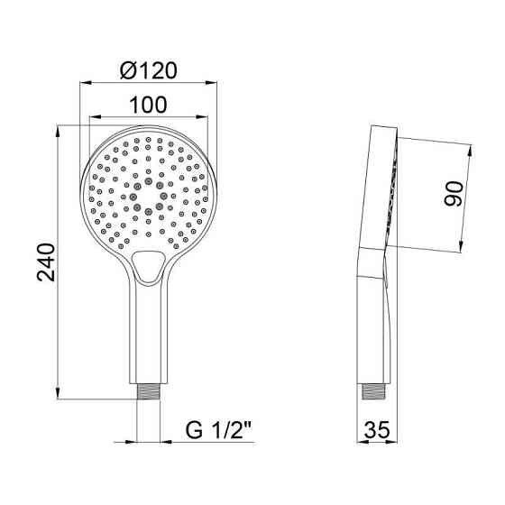 Лейка для ручного душа Qtap Rucni 120 мм круглая QTRUCA120O3KBB Black Matt Харьков