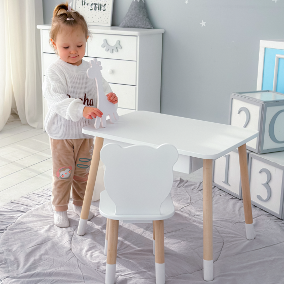 Детский столик с ящиком и стульчик, белый Киев
