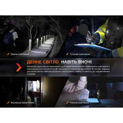 Тактична ручка Fenix T6 з ліхтариком Black (T6-Black) Вінниця