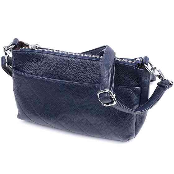 Надежная сумка для женщин на три отделения из натуральной кожи Vintage 22806 Синий Киев