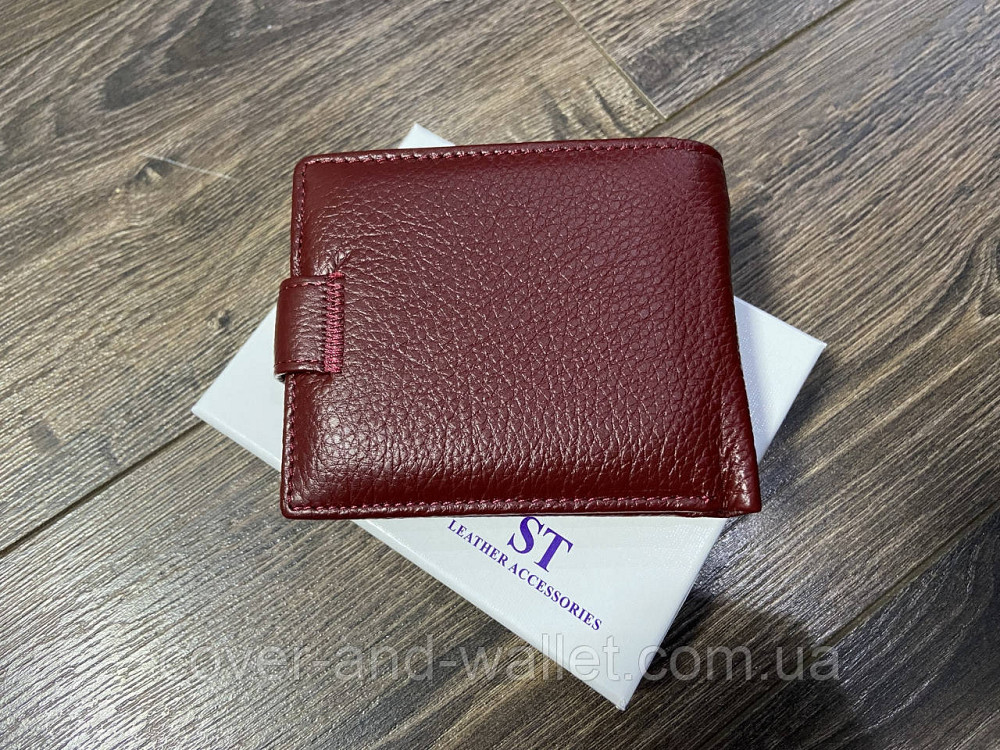 Компактний жіночий шкіряний гаманець на багато карток бордового кольору ST 39 Київ - фото 8