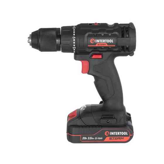 Дриль-шурупокрут акумуляторний 20 В, 35 Nm, 0-450/0-1500 об/хв, 2-13 мм, Li-ion, 2,0 Ач, ЗП 2 A, кейс INTERTOOL WT-0350 Киев