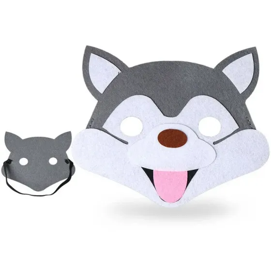 Маска вовка дитяча з фетру для свята та карнавалу one size різнобарвний Київ