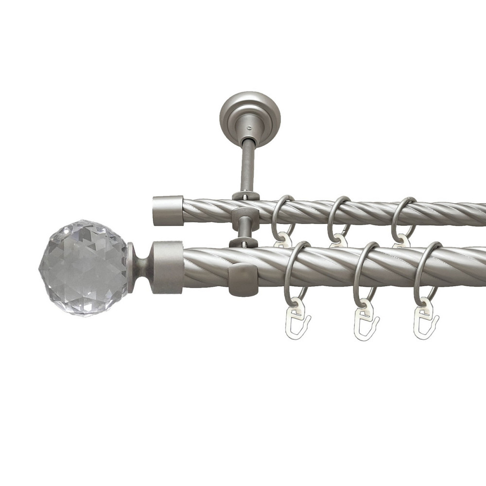 Карниз Orvit Люміера металевий дворядний відкритий скручена труба кільце металеве Сатин 25\16 мм 160 см (00-00023568) Львів - фото 1