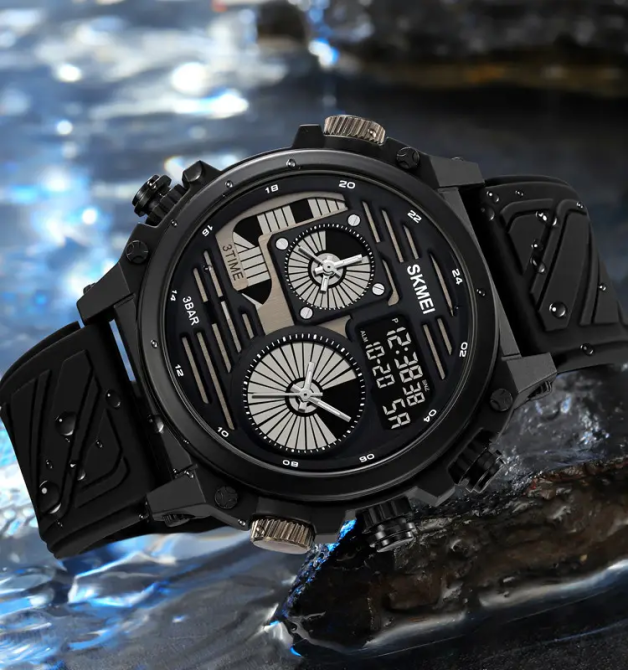 Годинник чоловічий наручний спортивний Skmei 2202 (Чорний силіконовий ремінець) Київ - фото 8