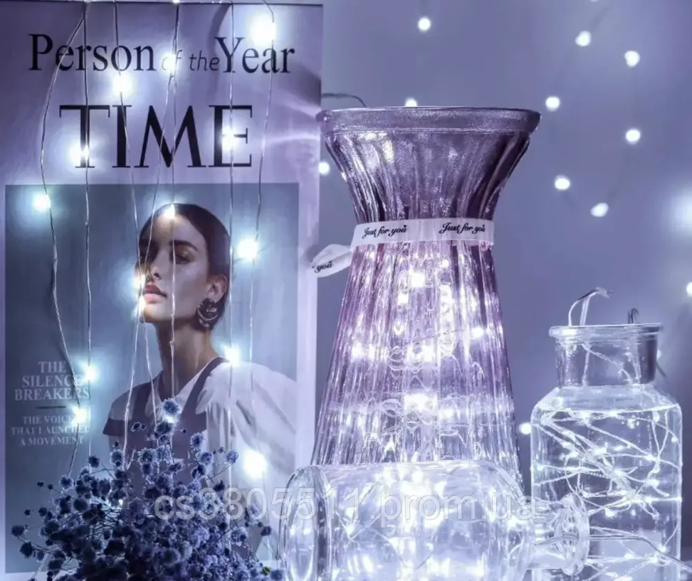 Big Гирлянда роса нить светодиодная 3 м на батарейках для дома холодный белый Київ - фото 8