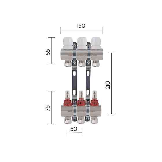 Коллектор латунный с расходомерами и евроконусами Thermo Alliance Standart 1