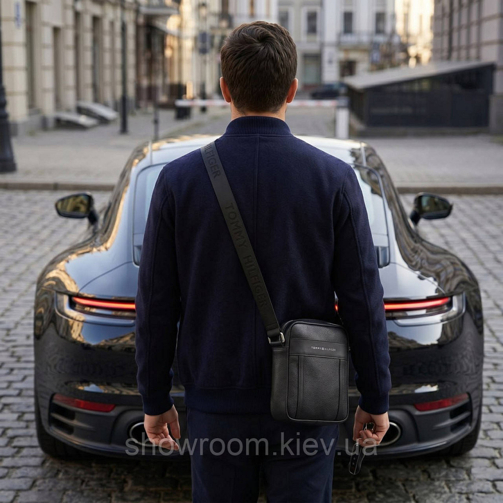 Чоловіча брендова сумка через плече Tommy (6210) чорна Київ - фото 6
