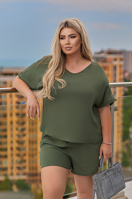 Літній костюм з шортами Gemini Батал 50-52, Хакі Київ - фото 4