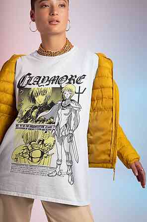 Футболка для хлопчика з аніме принтом Клайморе Кларе Каваіі Фуннй оверсайз (зріст від 165 до 180) Чорний AnimeJ1161m Дніпро