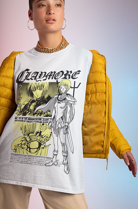 Футболка для хлопчика з аніме принтом Клайморе Кларе Каваіі Фуннй оверсайз (зріст від 165 до 180) Чорний AnimeJ1161m Дніпро - фото 2