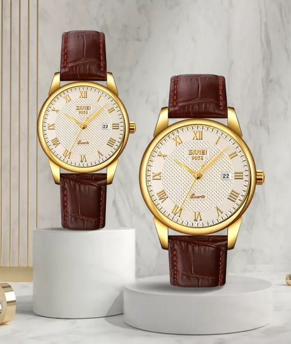 Чоловічий наручний годинник Skmei 9058 Коричневий з білим Вінниця - фото 7