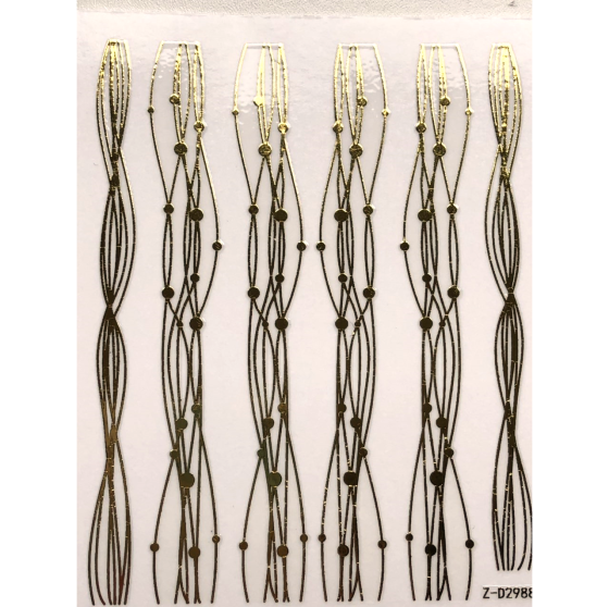 Металізовані гнучкі стрічки 3 D хвиля з кульками на липкій основі - золото Київ