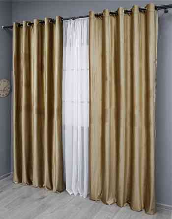 Комплект штор на люверсах VR-Textil Бархат № 1654ш Карамельный 150х280 см 2 шт (37-0230) Киев