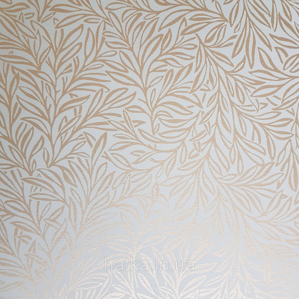 Шпалери флізелінові екологічно чисті Rasch Salisbury 0.53х10 листя гілки маленькі золотисті на сірому Київ - фото 3