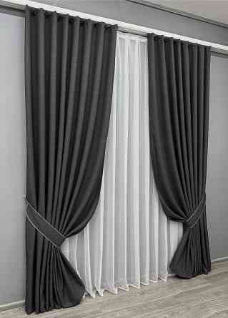 Комплект готовых штор VR-Textil ALORA-TON № 1872ш Графитовый 200х250см 2 шт (39-912) Киев