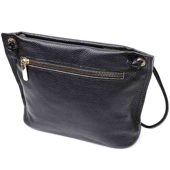 Женская трапециевидная сумка из натуральной кожи Черная (Vintage) Киев