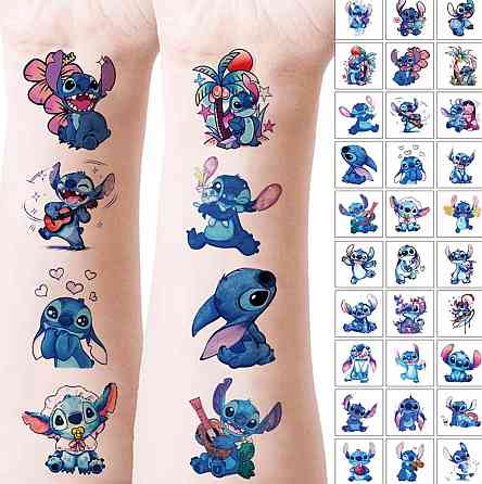 Набір 30 шт тимчасові тату Stitch наклейки на тіло дитячі водостійкі тату для дітей стікери Київ