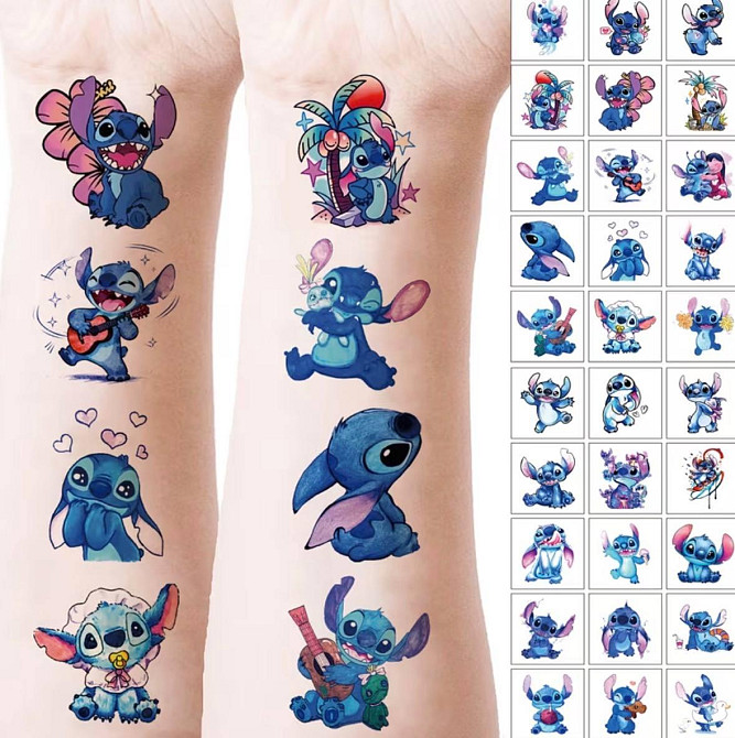 Набір 30 шт тимчасові тату Stitch наклейки на тіло дитячі водостійкі тату для дітей стікери Київ - фото 3