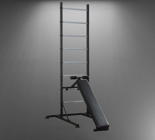 Стандартная шведская стенка черная универсальная передвижная с турником брусьями гимнастической лавкой Каменское - изображение 2