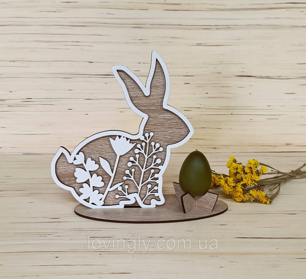 Пасхальное украшение в виде цветочного зайца 20см. Пасхальный декор Ирпень - изображение 1