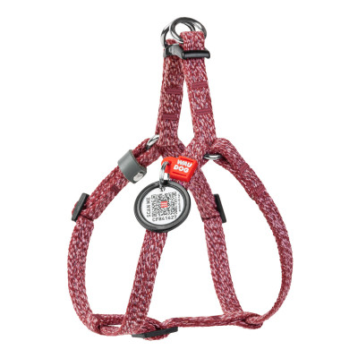 Шлея для котів WAUDOG Re-cotton з QR паспортом XS Ш 10 мм В=С: 28-40 см червона (16703) Вінниця - фото 1