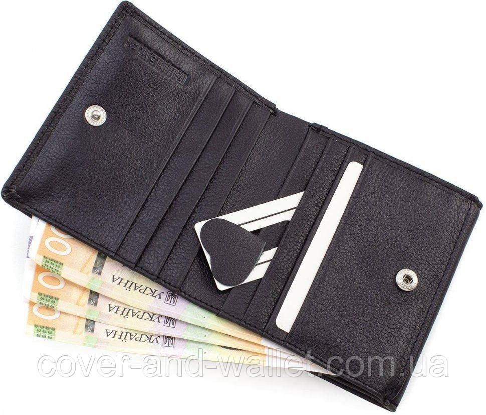 Черный маленький кошелек из натуральной кожи c большой монетницей ST Leather Киев - изображение 2